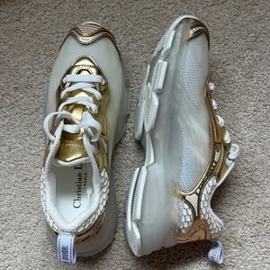 Christian Dior Vibe Sneakers - Metallic Gold and White